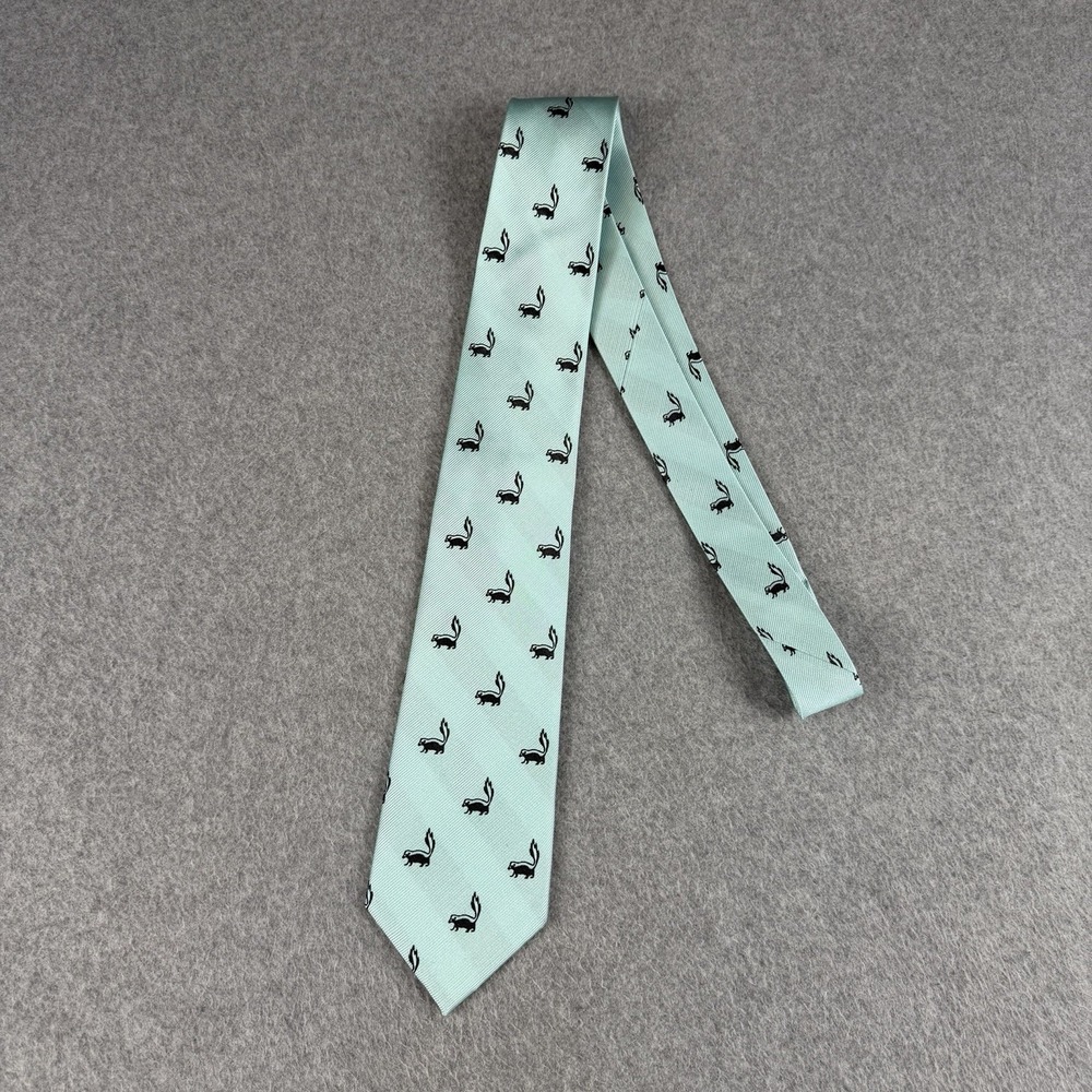 SummerTies Skunk Necktie 100% Silk Mint Green Novelty Animal Tie 58x3.1" - Picture 4 of 7